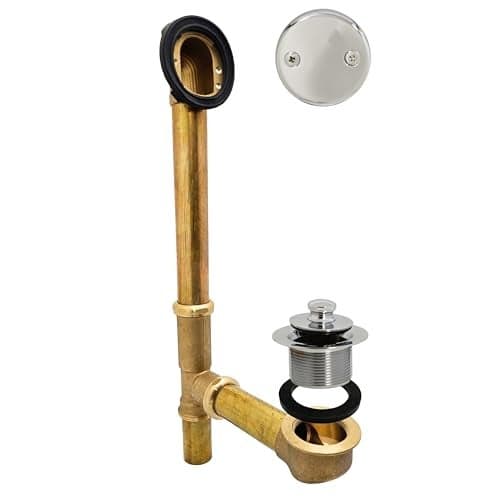 Westbrass 14" Brass Twist & Close Bath Waste & Overflow with 2-Hole Faceplate, Polished Nickel, D321-05