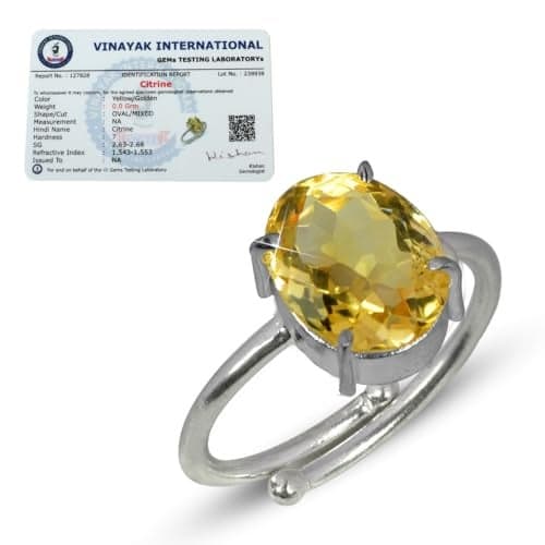 Reiki Crystal Products Natural Certified Original AAA Citrine Ring Genuine Adjustable Gemstone Ring for Women Girls