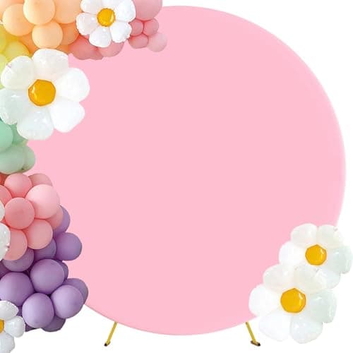 Maiangel 6.6FT Round Arch Backdrop Cover Spandex Fitted Stretchy Arch Stand Covers with Buckles Arch Covers for Circle Stand Balloon Wedding Party Birthday Baby Shower Arch Decoration(Pink)