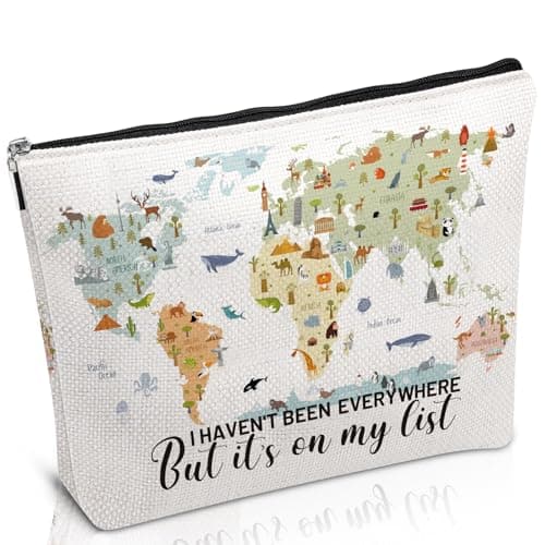 Luvsweets Travel Gifts for Women - Travel Makeup Bag, Traveler Gifts Accessories, Travel Must Have Essentials, I Haven't Been Everywhere But It's on My List Cosmetic Bag for Birthday Christmas Gift