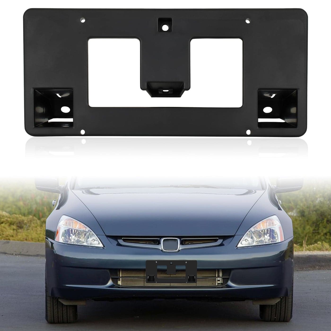 KEWISAUTO Front License Plate Frame for Honda Accord 4dr 0607 Black Front Bumper License Plate Bracket Holder Cover for Honda Accord 4dr 2006 2007 Accessories 1PCS Replace 71145SDAA10