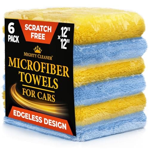 Super Soft Microfiber Towels for Cars Edgeless 6pk 12x12 Premium ScratchFree Towel Great for Drying Detailing Polishing Buffing Ultra Absorbent Microfiber Cleaning Cloths for Car