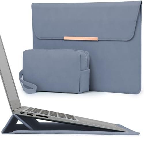 HYZUO 13 Inch Laptop Sleeve Case with Stand for MacBook Air 13 M5 A3449 M4 M3 M2 M1 20262018 13 MacBook Neo 2026 A3404 MacBook Pro 13 M2 M1 13 iPad ProAir Surface Pro Haze BlueSmiley