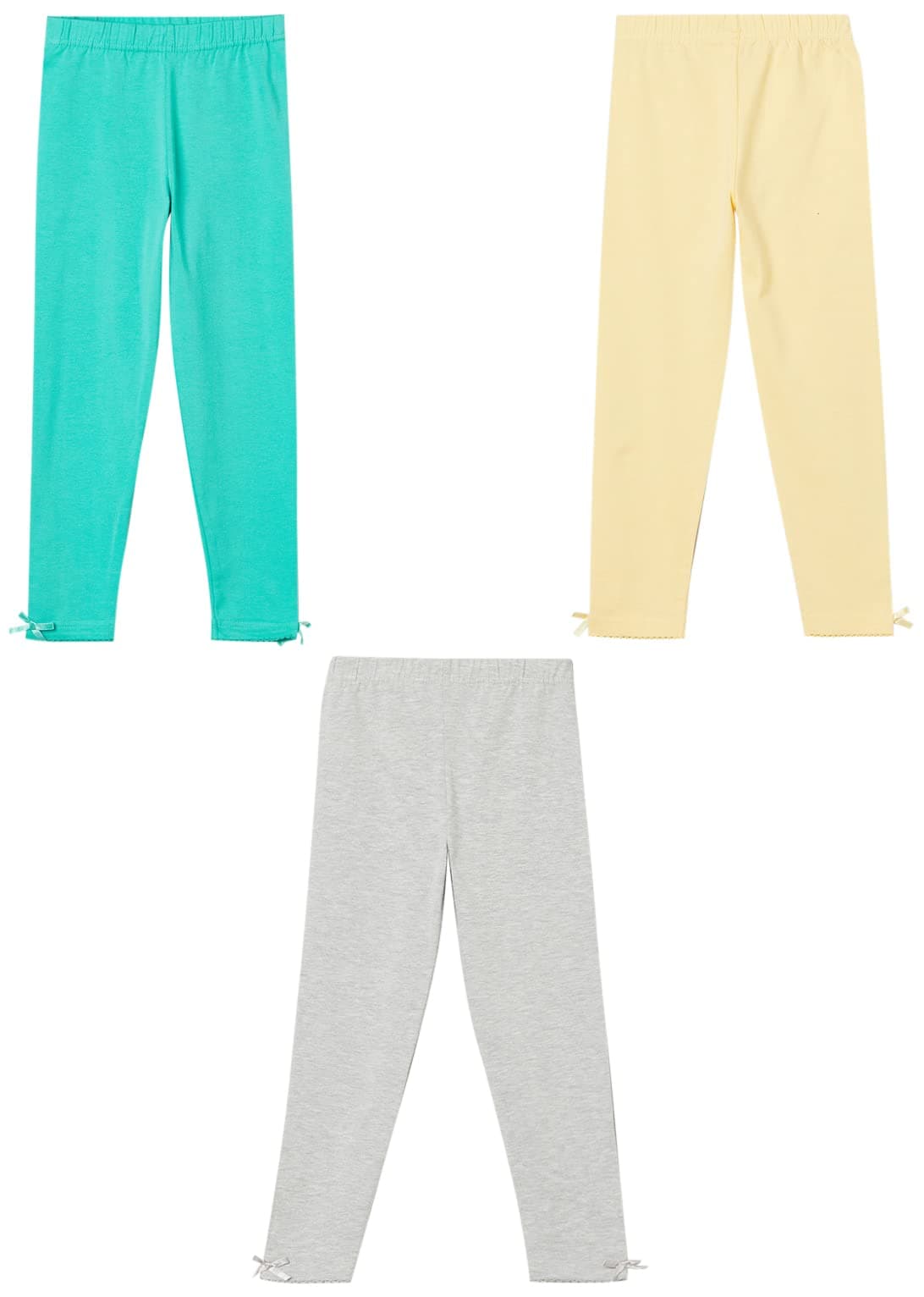 Max Girls Solid Leggings with Scalloped Hem - Pack of 3 (5-6Y) Multicolour