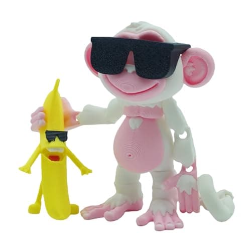 Xonery 3D Printed Monkey Kids Toy Articulated Animal Figurine Executive Desk Toys Festive Holiday Desk DecorValentines Day GiftsMini Play OrnamentParty Favors Banana Snow