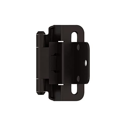 Amerock Cabinet Hinge 3/8 inch (10 mm) Inset Oil Rubbed Bronze 2 Pack Self-Closing Partial Wrap Cabinet Door, BPR7565ORB