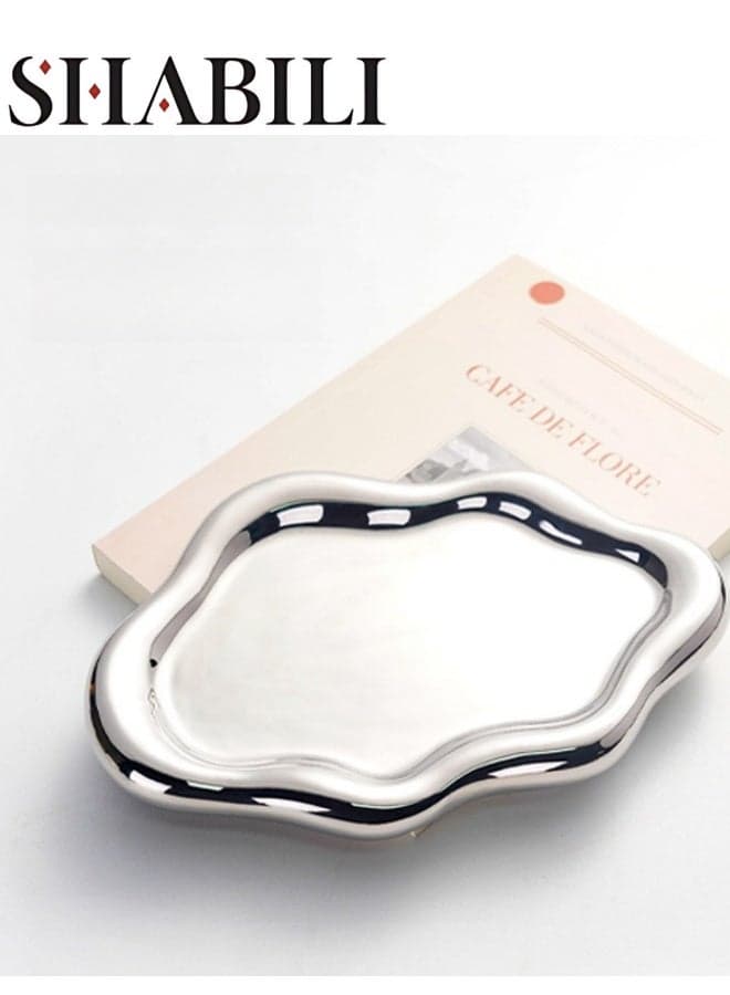 Cloud Shape Ceramic Decorative Tray,Dresser Jewelry Ring Dish Tank Storage Kitchen Countertop Organizer Plate Holder for Perfume Towel Bathroom Accessories, Coffee Table Tray for Living Room, Bathroom