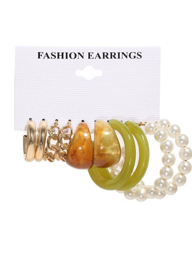 Women’s Acrylic Color Earring Set | Simple Stylish Hoop Stud Combo | Lightweight Fashion Jewelry for Daily Wear