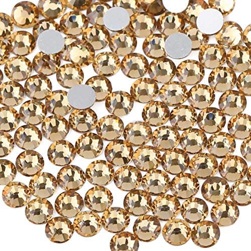 Beadsland 1440Pcs Flat Back Crystal Rhinestones Round Gems for Nail Art and Craft Glue Fix, Lt Colorado Topaz,SS20,4.6-4.8mm