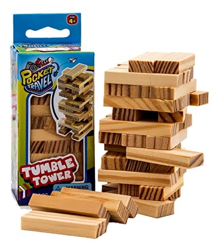 JARU Real Wood Mini Tumble Tower Classic Game 6 Sets Travel Size 4 Inch Mini Wooden Tumbling Tower Blocks Toy Party Favors Board Games Toys 32766p