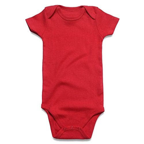 ROMPERINBOX Unisex Solid Red Baby Bodysuit 0-24 Months (0-3 months, Red)