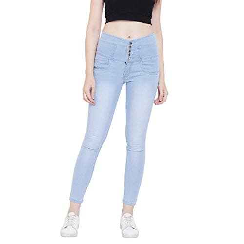 Nifty Women's Denim Stretchable High Waist Jeans (1236, Sky Blue, 32)