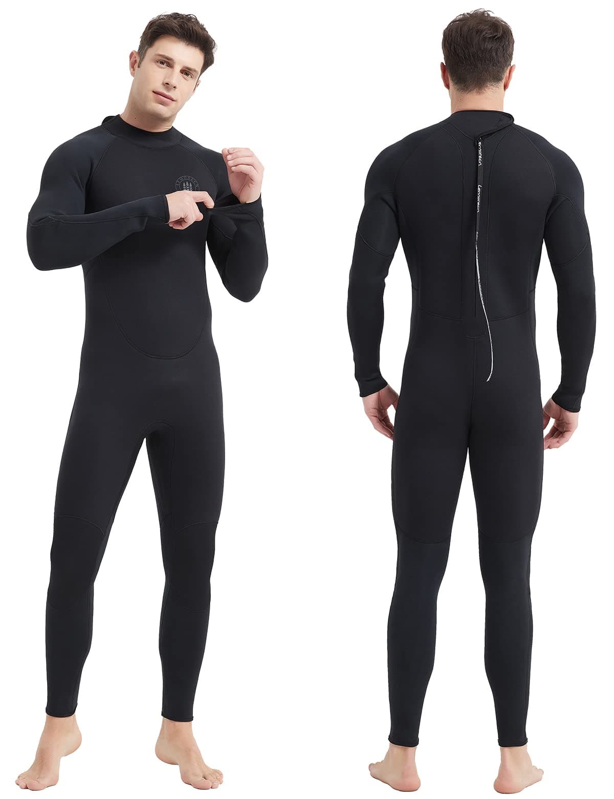 Lemorecn Mens Wetsuits Jumpsuit Neoprene 54mm Full Body Diving Suit for Men 3052L
