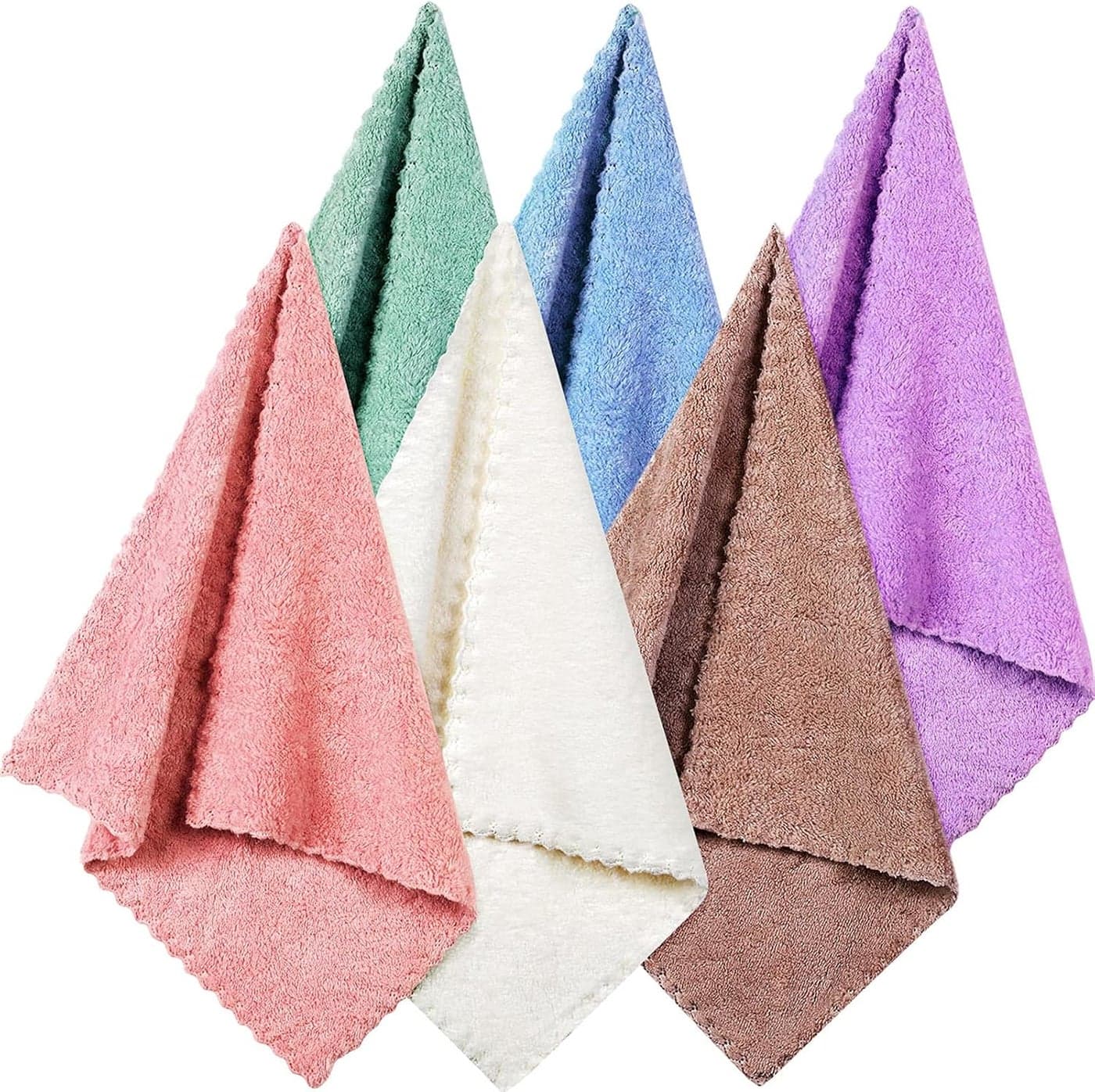 Satinior 6 Pieces Face Wash Cloth 12 x 12 in Makeup Remover Cloths Towel Coral Velvet Facial Microfiber Fabric Soft Fast Drying Facial Cleansing Towel for Face
