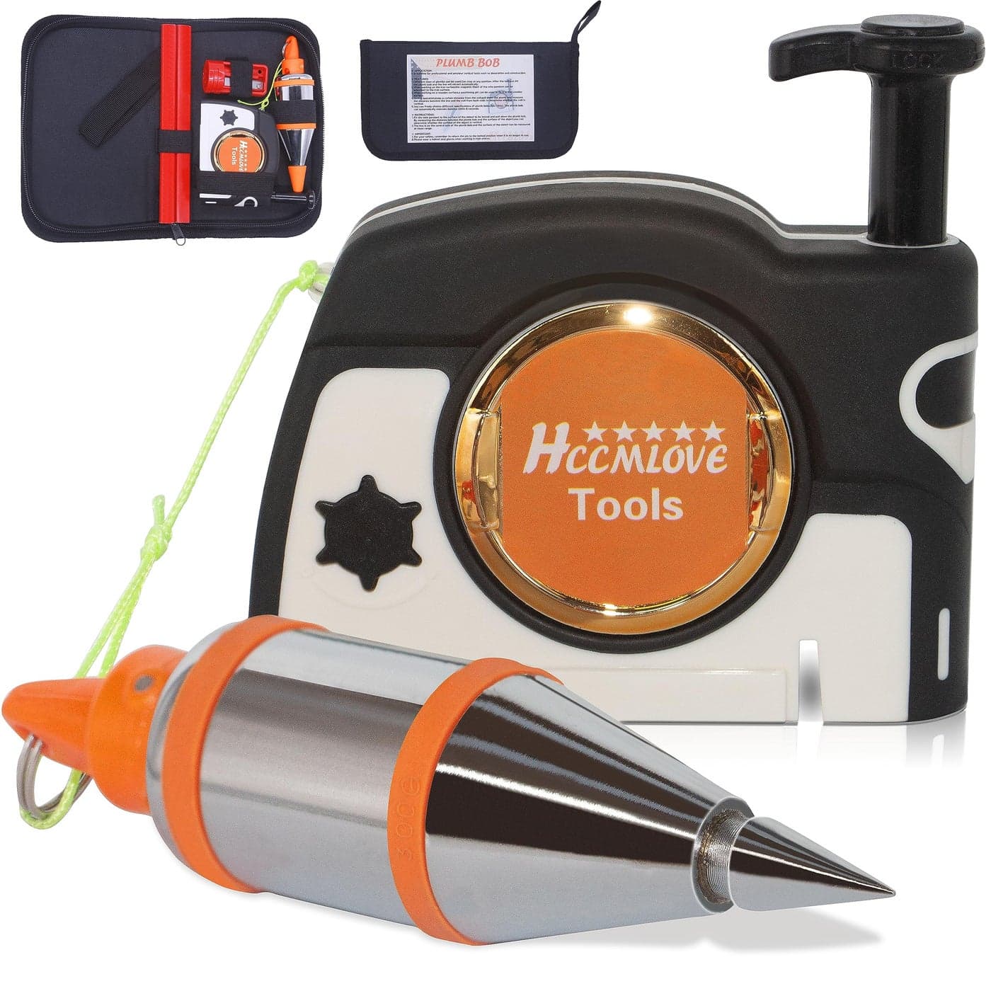 HCCMLOVE Plumb Bob Magnetic 107 oz305g Plumb Rite With 145 ft45m StringSharpener2 PencilsLine Reel Used in Construction Can Automatically Stretch the Line and Quickly Stabilize the Plumbob