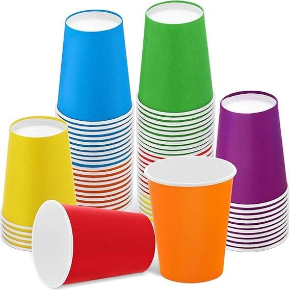 SANWALSA [250 ml, 100 Count, Multicolor Disposable Color Paper Cups | Rainbow Paper Cup for Wedding, Party, Picnic, Travel | Ideal for Tea, Coffee, Juice & Water