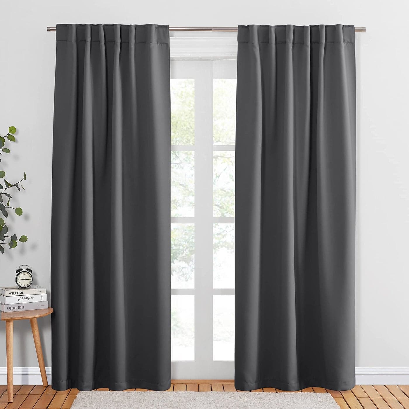 PONY DANCE Blackout Curtains 84 inches Long 2 Panels Set Thermal Insulated Back TabRod Pocket Drapes for Bedroom and Living Room 52 Inches Wide Gray