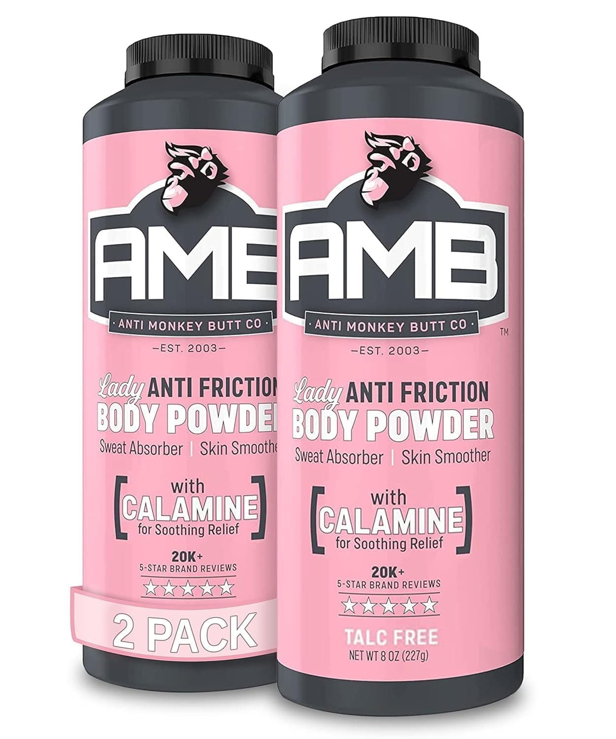 Anti Monkey Butt Body Powder for Women Talc Free Anti Chafing Odor Control and Sweat Absorbing Powder for Foot Inner Thighs and Full Body with Calamine Hypoallergenic Formula 8 oz 2 pk