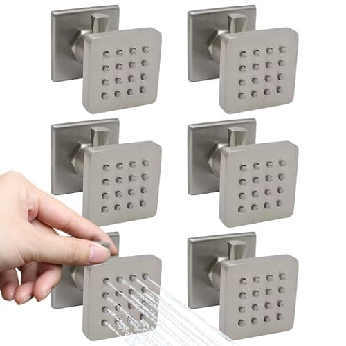 Backnets Solid Brass Independent Switch Shower Body Jets 6pcs Body Sprayer for Shower Massage Jets Wall Mount, Showerhead Can Swivel, Flow Can Be Controlled, Brushed Nickel