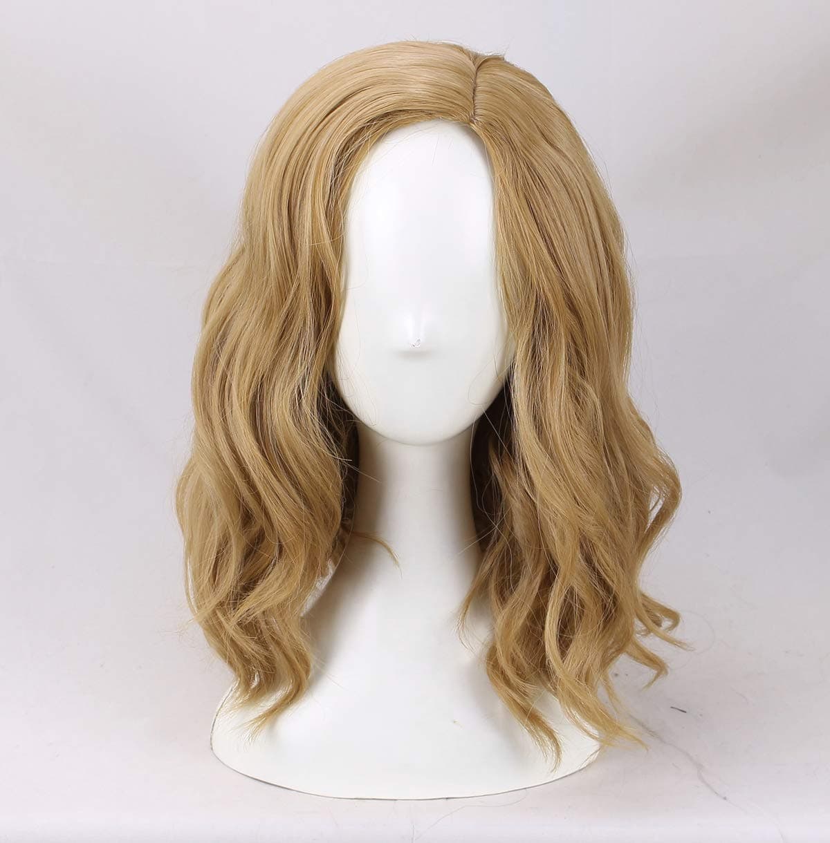 BoMing Womens Medium length Light Blonde Curly Cosplay Wig for Move