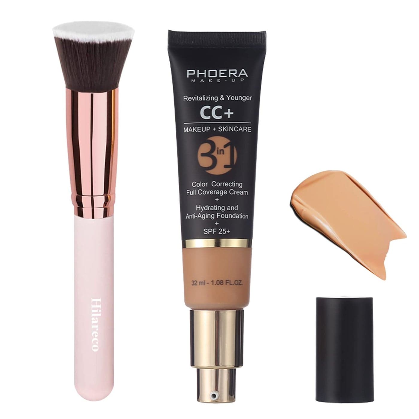PHOERA CC CreamFull Coverage FoundationColor Correcting CreamAnti Aging Hydrating Serum SPF 25 Sunscreen Natural Finish 108 fl oz 140 Buff Beige
