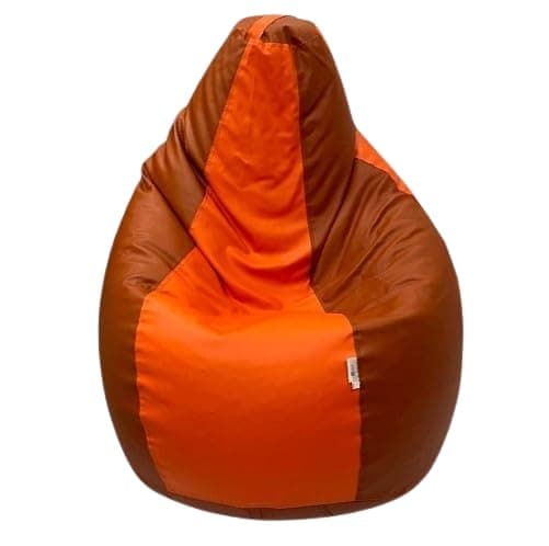 OHSTORE Premium Bean Bag Chair Ultra Comfortable Durable Faux Leather Cover Lightweight Ergonomic Lounge Seat for Home Office Gaming Relaxation OrangeBrown 2XLBB