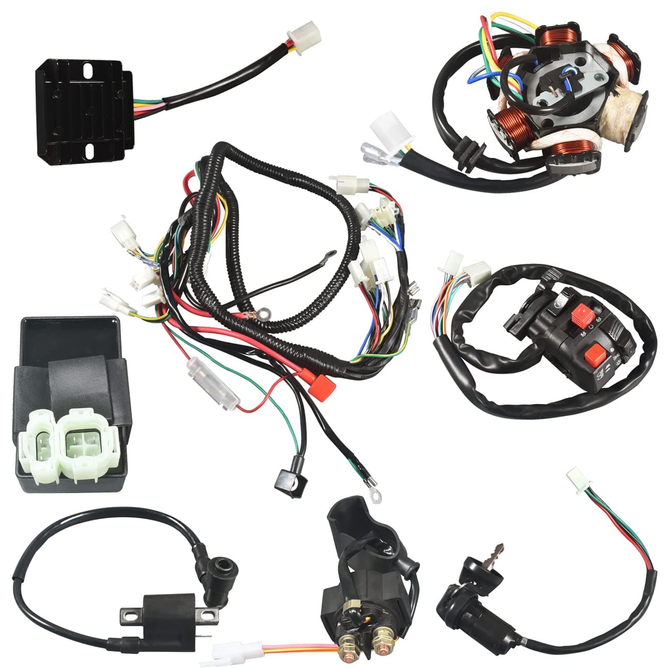 sthus 150CC GY6 Wiring Harness Wire Loom Stator CDI Switch Electrics Assembly for 4Stroke Engine 150CC 125CC Go Kart ATV Scooter Buggy