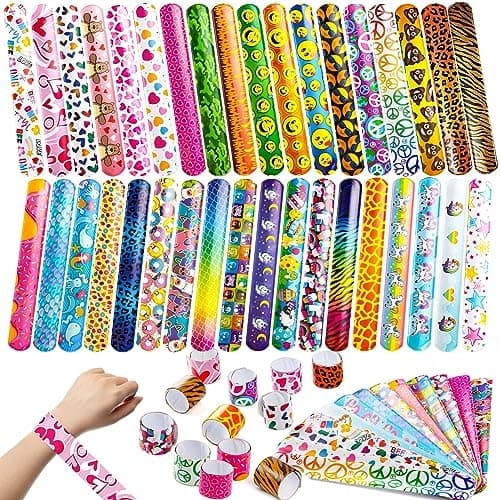 JOYIN 144 Pcs Slap Bracelets for Kids Bulk Wristbands with Animals Friendship Heart Party Favors Classroom Prizes Birthday Exchanging GiftsGoodies Bag Stuffers Fillers