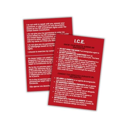 Know Your Constitutional Rights ICE EnglishSpanish Law Enforcement Flier 30pk 4x6 Postcard Size at Your Home Immigration Customs When Youre Stopped by Police Interaction FBI Basic Freedoms