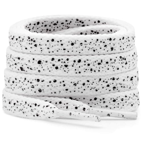 DELELE Print Flat Shoelaces for Sneakers: 47 inch White Black Cement Athletic Shoe Laces 2 Pair