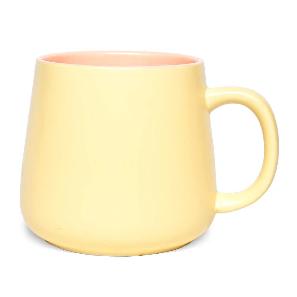 Bosmarlin Matte Ceramic Coffee Cute Mug Tea Cup for Office and Home 15 oz Dishwasher and Microwave Safe 1 Pack Yellow