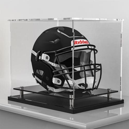 Football Helmet Display Case Full SizeAcrylic Helmet Display Case Black Acrylic BaseSelfAssembly Helmet Display Box Protection Holder Dustproof Sports Collectibles Storage Showcase