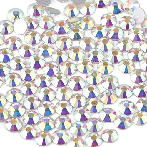 beadsland Flat Back Crystal Rhinestones Round Gems for Nail Art and Craft Glue Fix CrystalAB 7173mm SS34288pcs