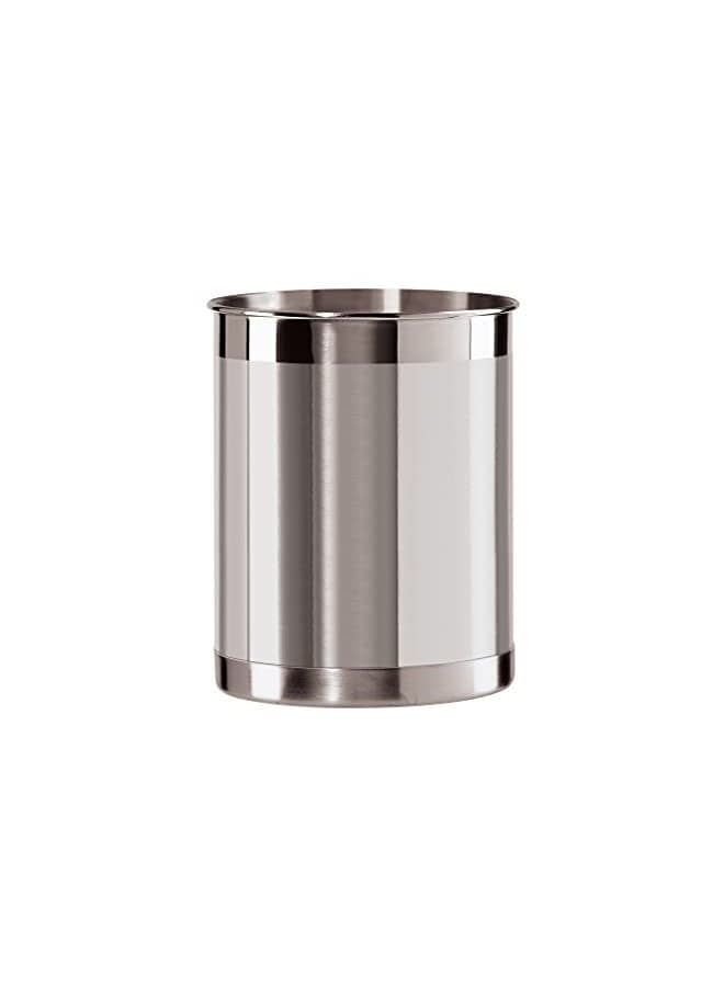 Oggi Stainless Steel Utensil Holder - 5" Diameter, Utensil Caddy, Weighted Base for Stability - Larger-Sized Utensil Crock and Countertop Utensil Organizer, Stainless Steel