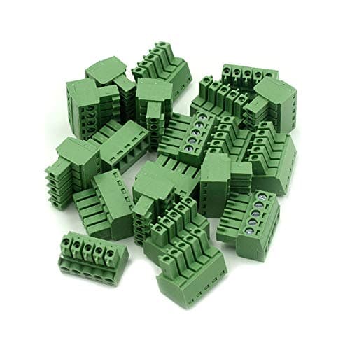 Hxchen 5-Pin 300V KF2EDGK 3.5mm Pitch PCB Screw Terminal Block Connector Green - (20 Pcs)