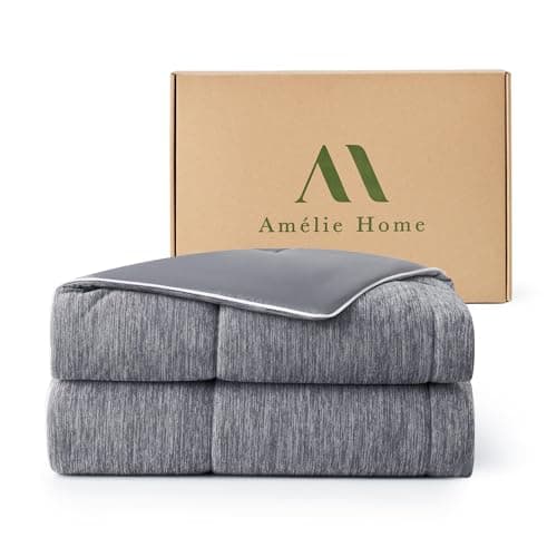 Amélie Home Cooling Comforter Twin Size, Dual-Sided Lightweight Cooling Blanket for Hot Sleepers, Q-Max 0.43 Breathable Cooling Quilt for Night Sweats, 68" x 90", Heather Charcoal Grey