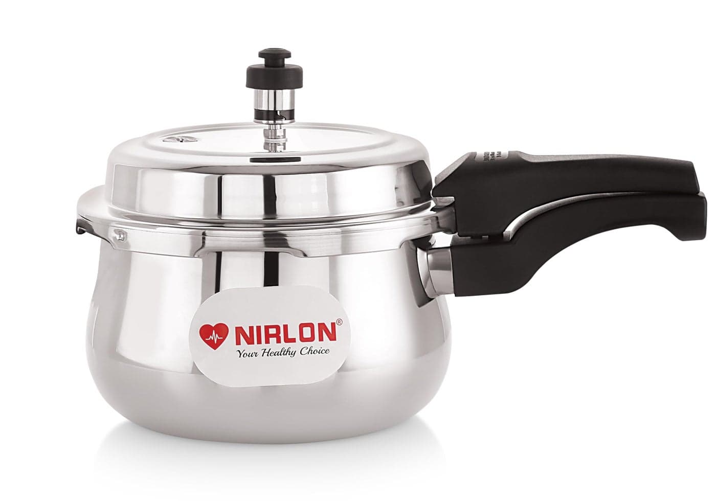NIRLON Induction and Gas Stove Compatible Outer Lid Belly Triply Stainless Steel Pressure Cooker (2 Liters)