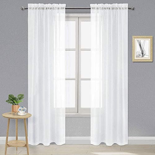 DWCN White Sheer Curtains 84 inches Long 2 Panels Set Rod Pocket Voile Window Treatments for Living RoomBedroom Airy Lightweight Elegant Gauzy Curtains Drapes 2pcs Each W42 x L84