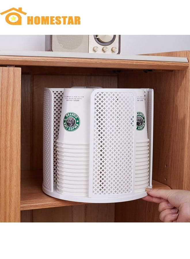 Plastic Cup Holder Organizer, Stackable, Space-Saving Design for Coffee Cups and Lids, Versatile for Home, Office, Kitchen, Bar, Buffet, White