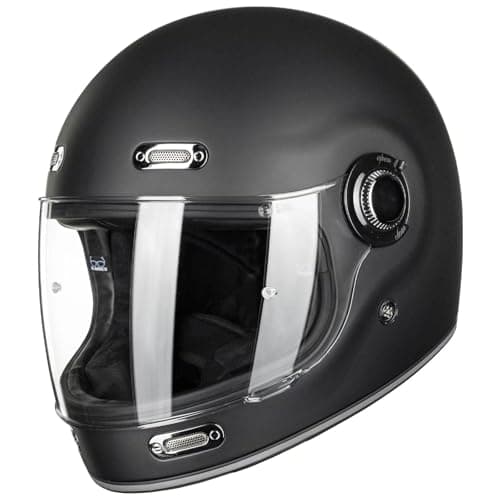 ILM Full Face Motorcycle Helmet Retro for Adult with Visor Vintage Helmets for Cruisers Scooters Mopeds Pinlock Compatible DOT Model Z503(Matte Black, Medium)