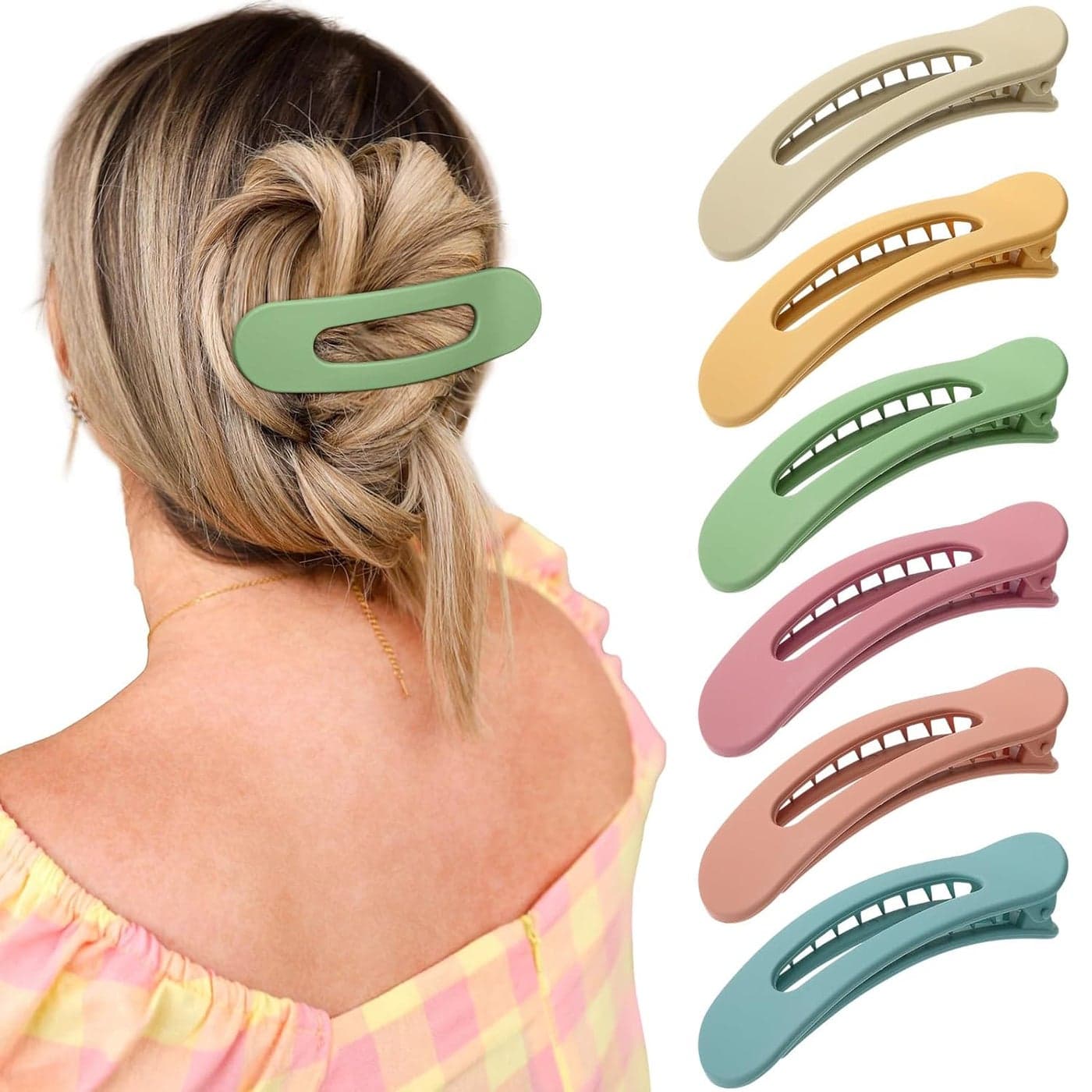 French Concord Flat Hair Clips 6PCS Curved Hair Claw No Slip Hair Clips Volume Strong Hold Clip Hair Claw for Women Girls