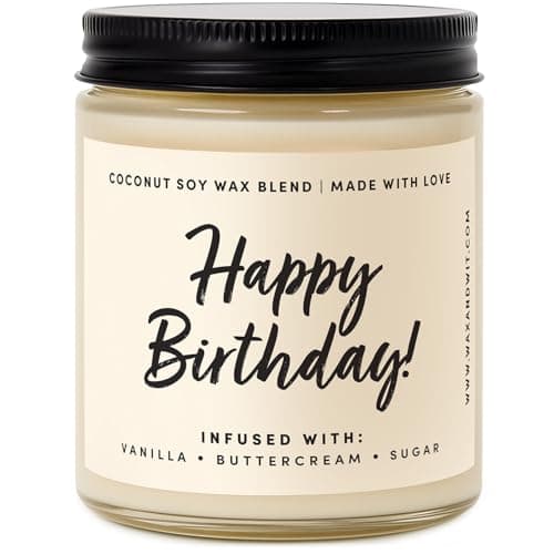 WAX & WIT Birthday Gifts for Women, Happy Birthday Candle – Scented with Vanilla, Buttercream and Sugar - 9oz, Soy Wax, 50 Hour Burn, Premium Candle Gift for Her, Friend, Daughter, Sister, Wife
