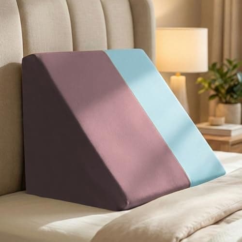 Sleepsia Wedge Cushion Memory Foam Pillow for Bed | 1 Year Warranty | Orthopedic Back Support Pillow for Acid Reflux, Pregnancy, GERD, Back & Leg Elevation Support | Pink, 20" Lx17.4 Wx10 H