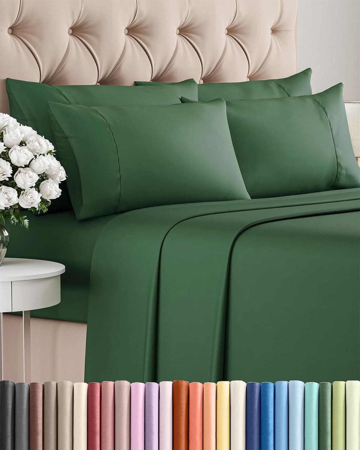 King 6 Piece Sheet Set Comfy Breathable Cooling Ultra Soft Hotel Luxury Bedding Set w 816 Inch Deep Pockets 1 Flat 1 Fitted Sheet 4 Pillowcases Cozy Wrinkle Free Easy Care Emerald