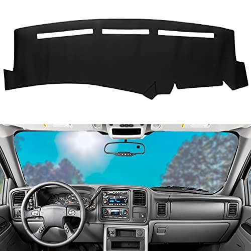 BERKSYDE Dashboard Dash Mat Cover Leather Dashboard Pad Sun Protection Compatible for 99-06 Chevy Silverado GMC Sierra,00-06 Chevy Suburban Tahoe GMC Yukon/XL,01-06 Chevy Avalanche(Black)
