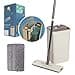 JFB Home Products Micro Flat Mop Bucket System HandsFree Wringing Floor Cleaning 3 Washable Reusable Microfiber Pads Wet or Dry Usage on Wood Marble Tile Laminate Ceramic and Vinyl Floors