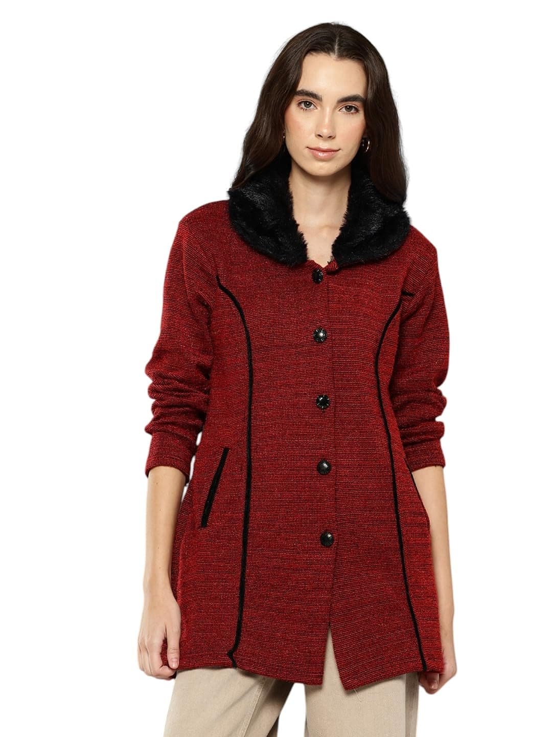 Aarika Womens Red Colour Woolen Sweater-(S-L)-(CG-W-MD-29-RED-S)