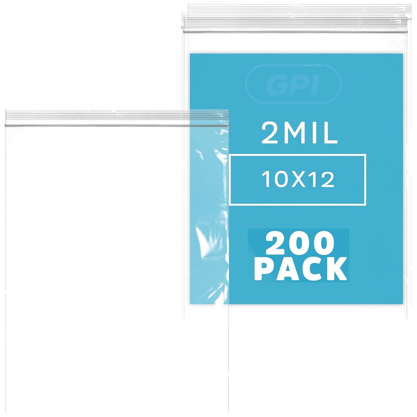 GPI Pack of 200 10 X 12 1 Gallon Clear Plastic Reclosable Zip Bags Bulk 2 Mil Thick Strong Durable Poly Baggies with Resealable Zip Top Lock for Travel Storage Packaging Shipping