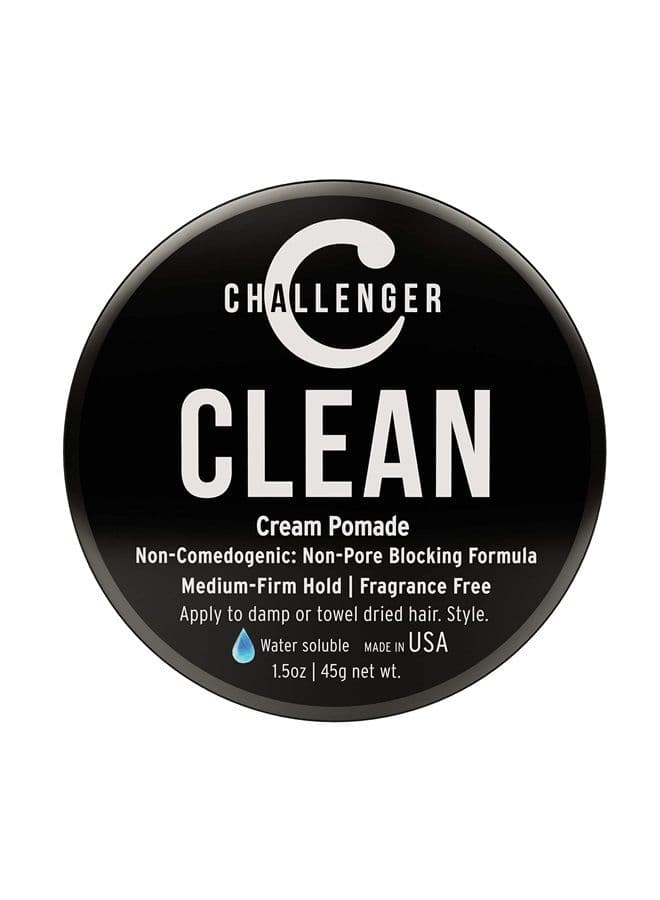 Men's Clean Cream Pomade, 1.5 Ounce | Fragrance Free, Non-Comedogenic Hair Styling Product | Medium Firm Hold & Natural Finish | Shine Free, Unscented, Water Based & Travel Friendly