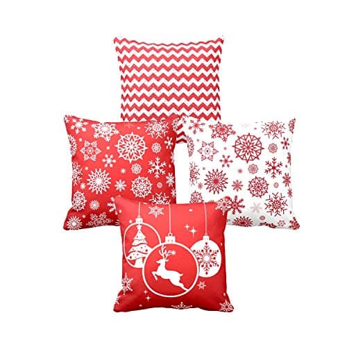 YaYa cafe Christmas Gifts Cushion Covers House Decoration 20 x 20 inches Set of 4 - Stocking Snowman Santa